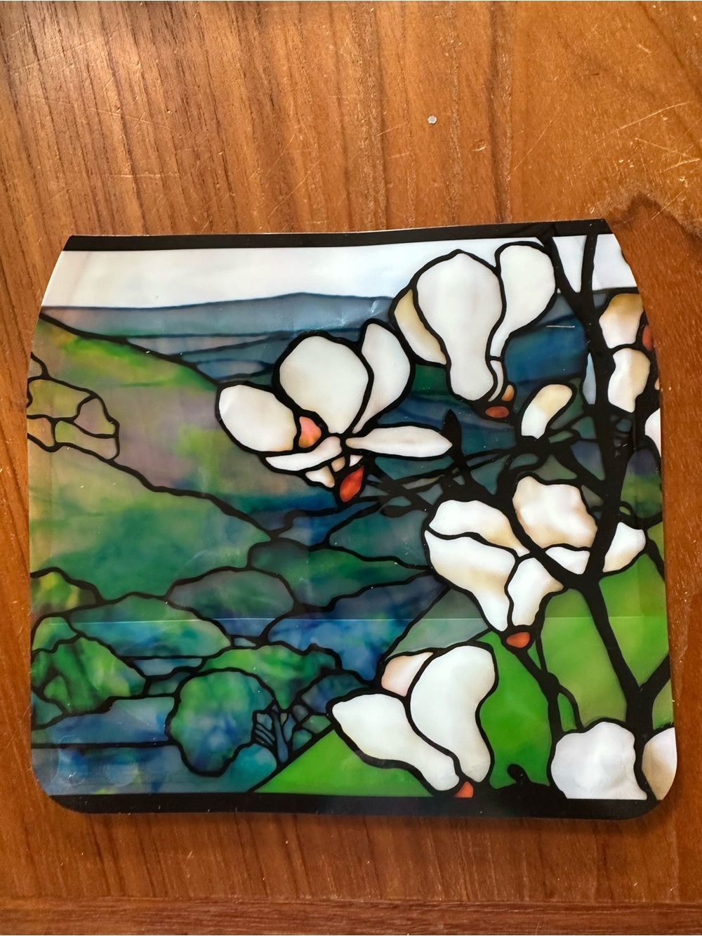 Louis C. Tiffany Magnolia Landscape Design.  Vinyl reusable vase.  Unbreakable.